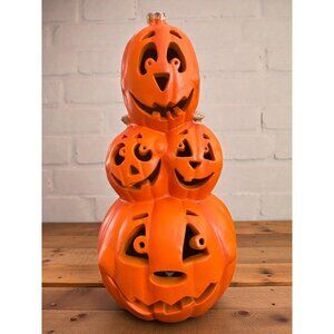 Vintage Stacked Pumpkin Jack-O-Lantern Light-Up Halloween Decoration Blow mold
